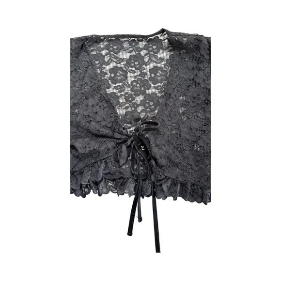 Goth Black Victoria Edwardian Lace Top - Picture 4 of 8